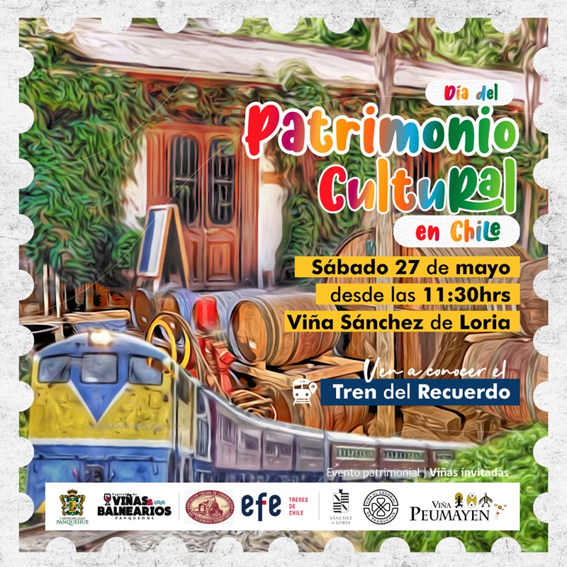 Este sábado el Tren del Recuerdo llega a la comuna de Panquehue como parte de las actividades del Día de Los Patrimonios.