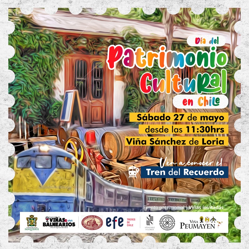 Este sábado el Tren del Recuerdo llega a la comuna de Panquehue como parte de las actividades del Día de Los Patrimonios.